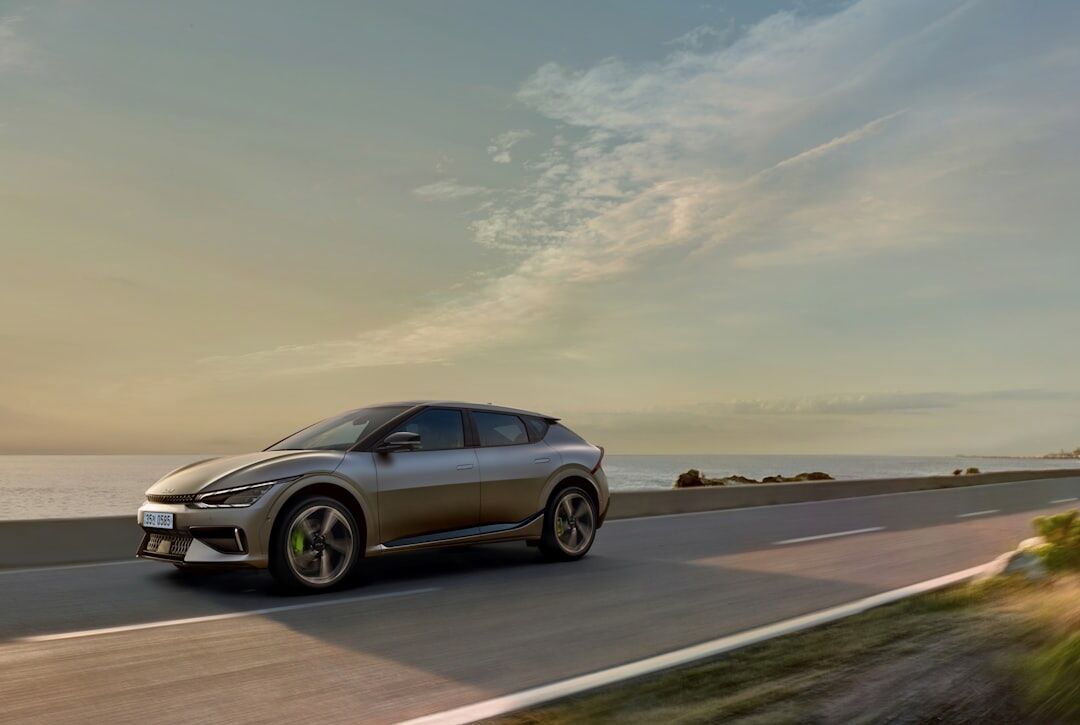 electric car on road