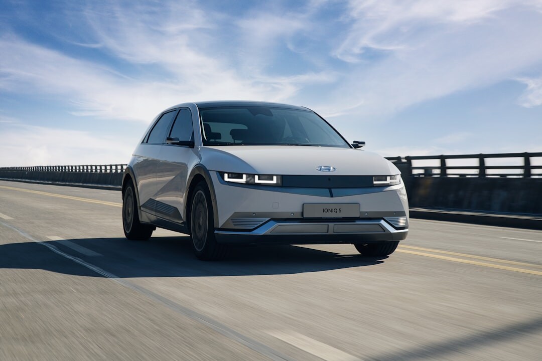 electric car on road