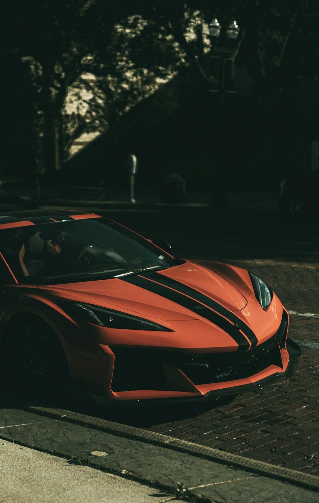 red sports car parked