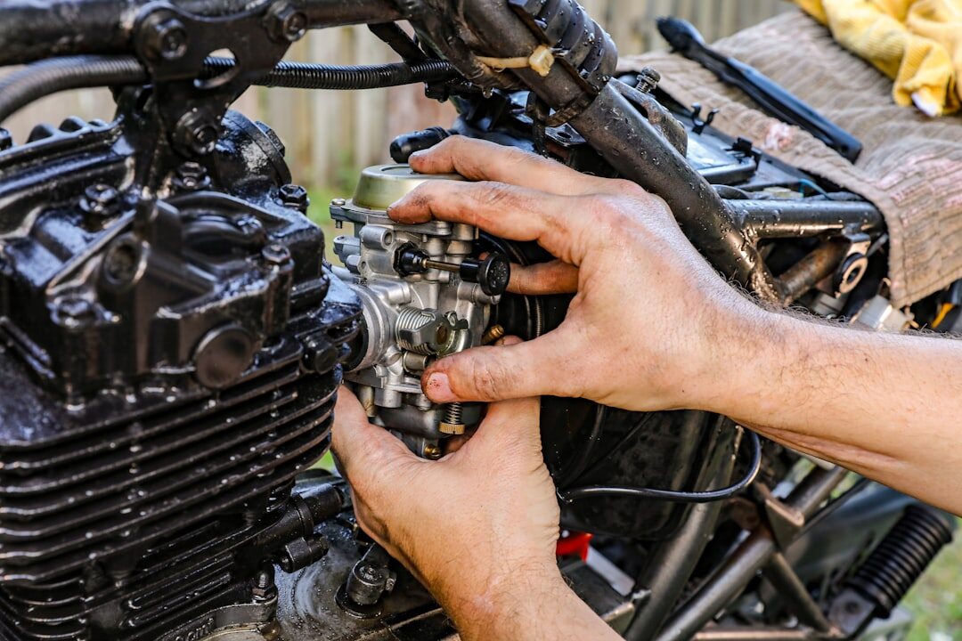 mechanic repairing engine