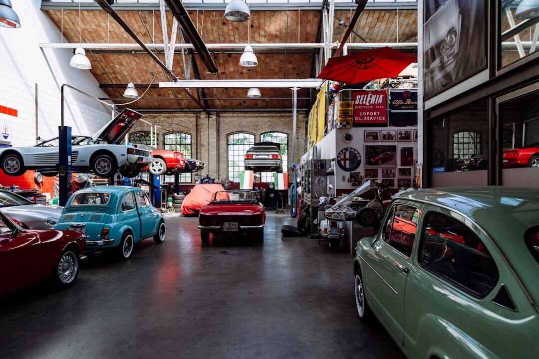 Restored classic collectible car with chrome details in a private garage